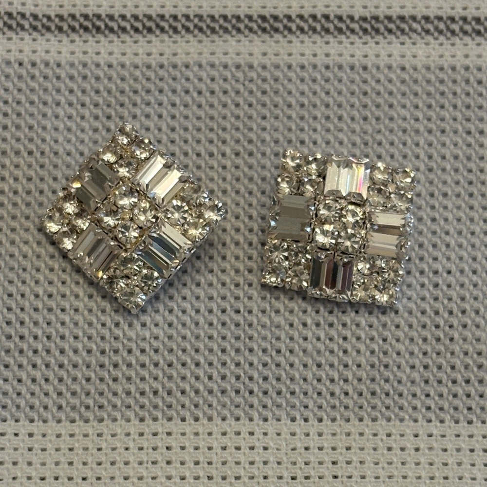 Silver Square Rhinestone Buttons, Rhinestone Jewelry Collection NWT - Picture 6 of 7